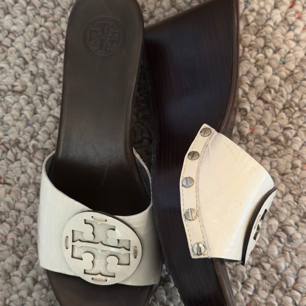 Tory Burch White Clogs
